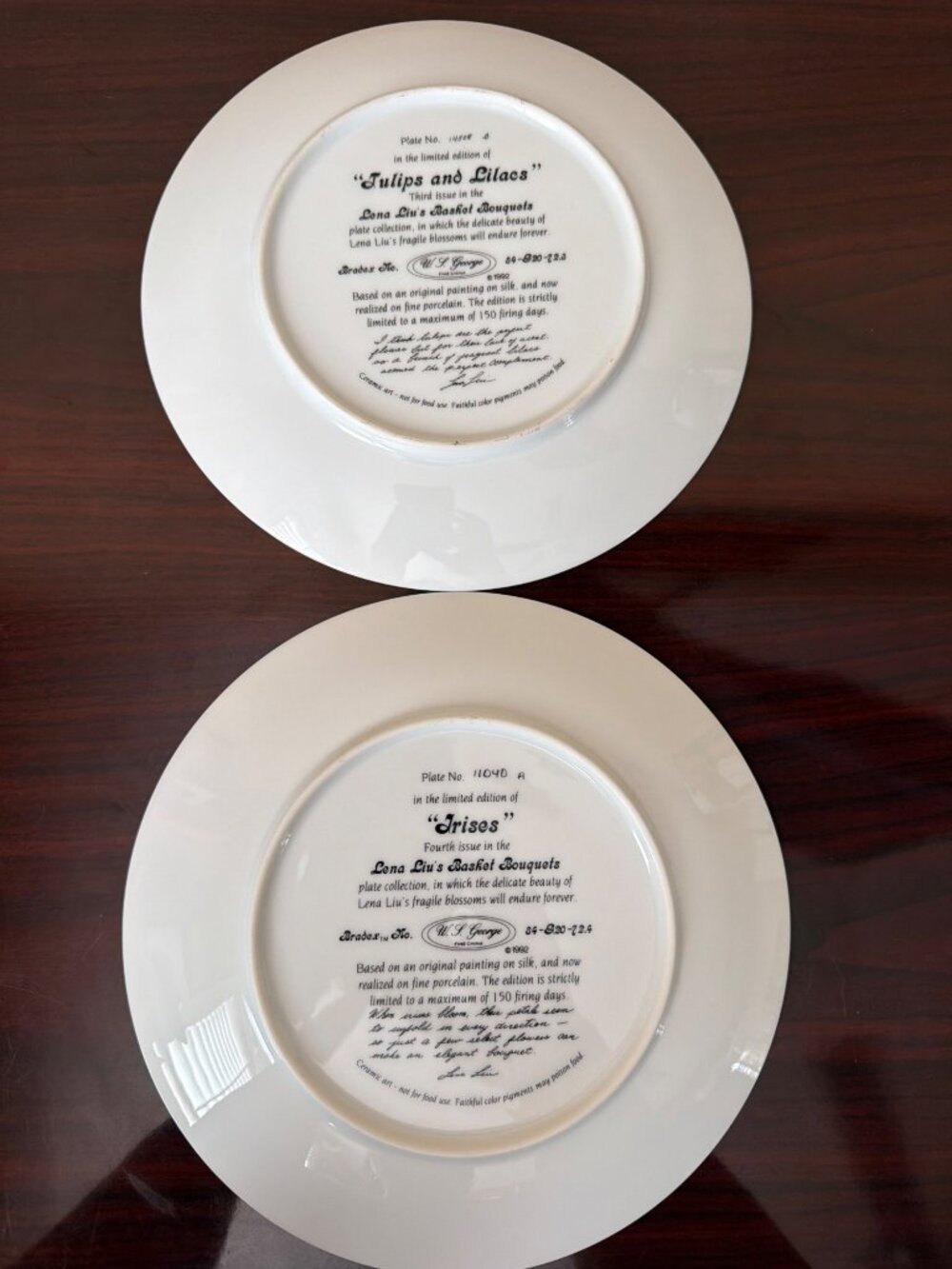1992 Lena Liu Basket Bouquets W.S. George Set of 11 Collector Plates Missing #11 - Picture 5 of 15